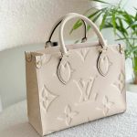 Louis Vuitton Onthego PM Creme Giant Empreinte Monogram Canvas Tote Bag