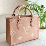 Louis Vuitton On The Go PM Rose Trianon Creme Giant Empreinte Monogram Canvas Tote Bag