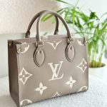 Louis Vuitton On The Go PM Tourterelle Beige Giant Empreinte Monogram Canvas Tote Bag