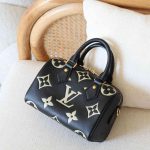 Louis Vuitton Speedy 20 Bandouliere Black & Beige Monogram Empreinte Giant Handbag