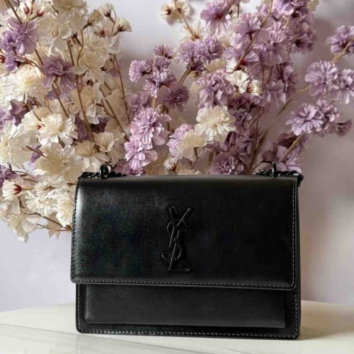 YSL Sunset Bag Small All Black Leather