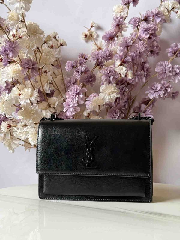 YSL Sunset Bag Small All Black Leather