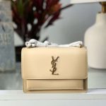YSL Sunset Bag Small Beige Leather