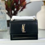 Saint Laurent Small Sunset Black Patent Leather Shoulder Bag