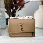 YSL Sunset Bag Small Brown Leather