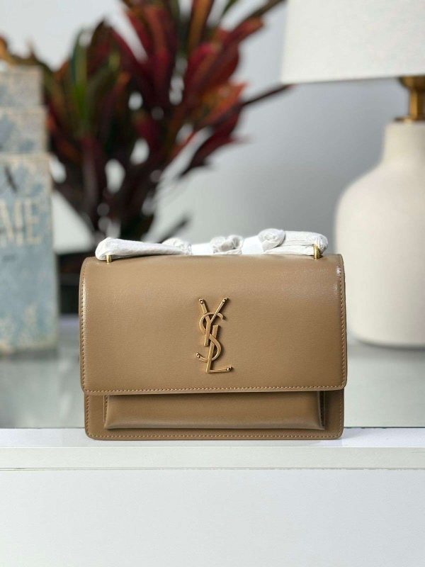 YSL Sunset Bag Small Brown Leather