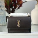 Saint Laurent Small Sunset Dark Brown Smooth Leather Shoulder Bag