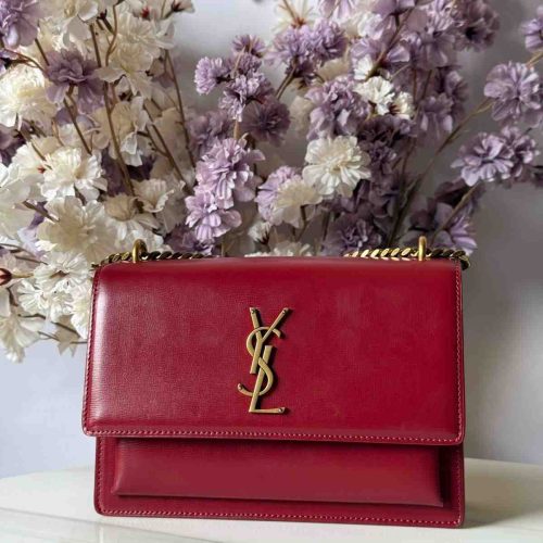 YSL Sunset Bag Small Red Patent