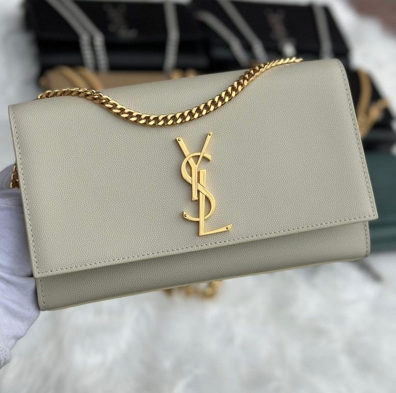 Saint Laurent Crema Soft Grained Calfskin Leather Medium Kate Tassel Chain Bag