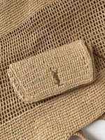 Saint Laurent Icare Shopping Tote In Raffia Naturel And Brown Gold​ - Image 3