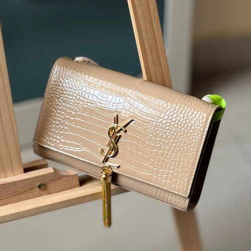 Ysl Kate Wallet Chain Beige Crocodile