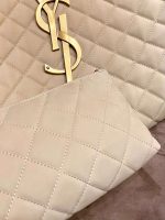 Saint Laurent Lambskin Quilted Maxi Icare Shopping Tote In Beige - Image 3