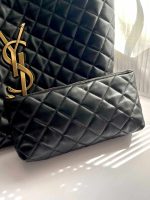 Saint Laurent Lambskin Quilted Maxi Icare Shopping Tote In Black - Image 3