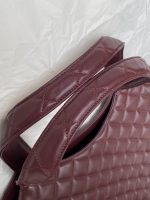 Saint Laurent Lambskin Quilted Maxi Icare Shopping Tote In Rouge Cabernet