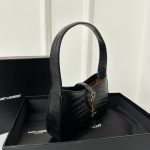 Saint Laurent Le 5 A 7 Black Shoulder Bag In Croc Embossed Leather (1)