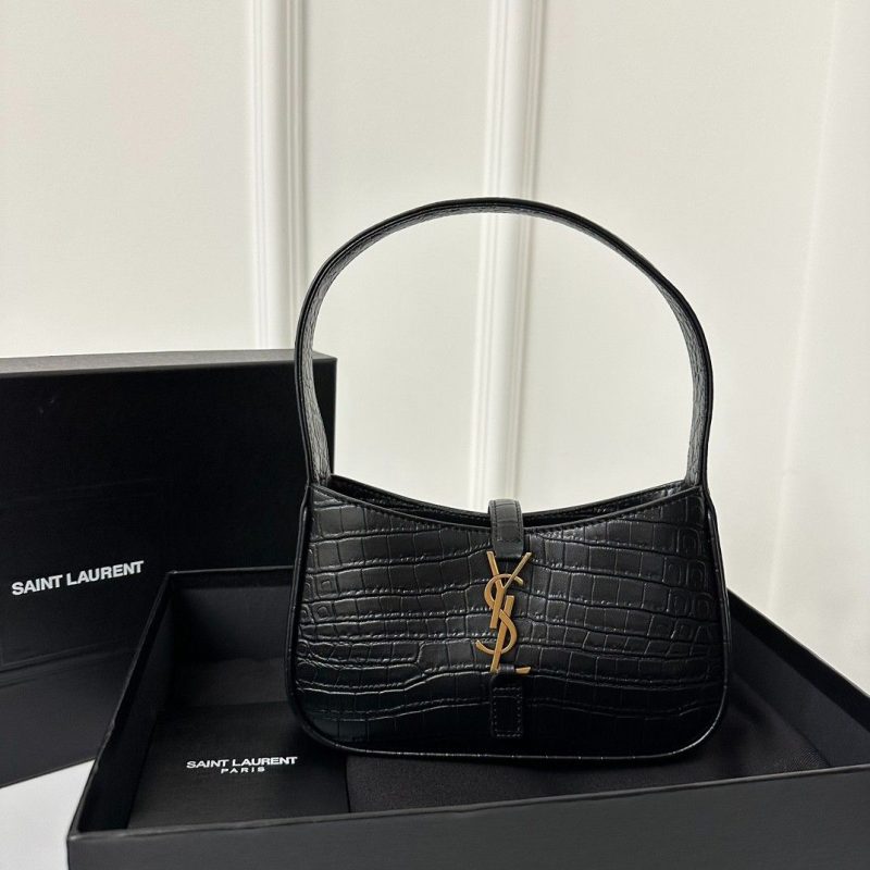YSL Bag Le 5 A 7 Black Croc Leather