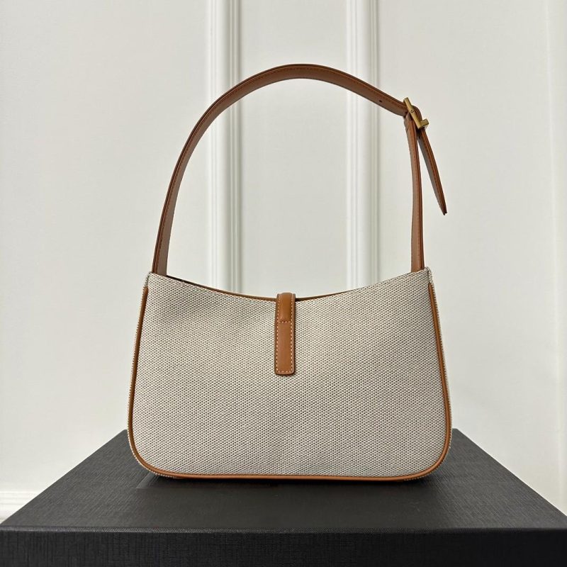 Saint Laurent Le 5 A 7 Greggio-Brick Shoulder Bag In Canvas & Leather (1)