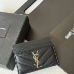 YSL Monogram Card Holder Black Leather
