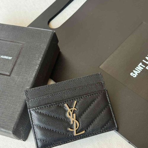 YSL Monogram Card Holder Black Leather