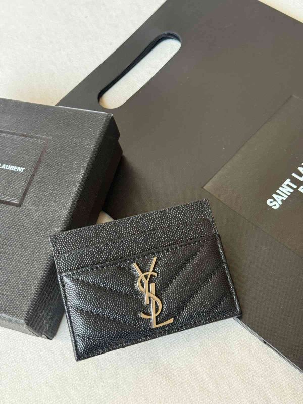 YSL Monogram Card Holder Black Leather