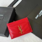 YSL Monogram Card Holder Red Leather