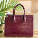 YSL Sac De Jour Nano Burgundy Crocodile