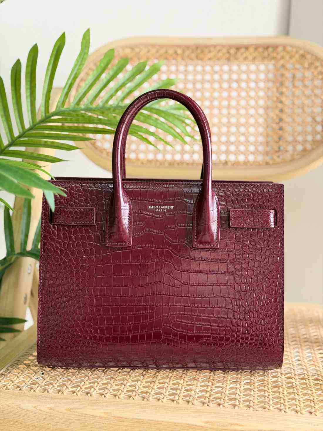 YSL Sac De Jour Nano Burgundy Crocodile YSL Sac De Jour Nano Burgundy Crocodile