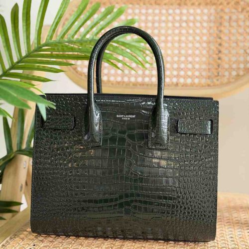 YSL Sac De Jour Nano Dark Green Crocodile
