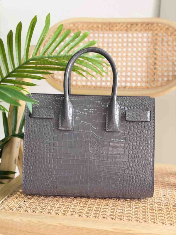 YSL Sac De Jour Nano Grey Crocodile