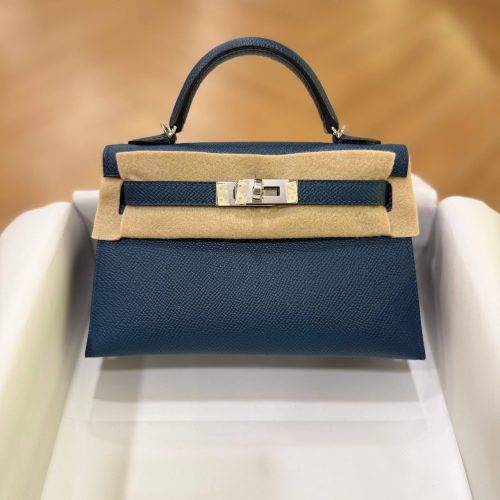 Hermes Mini Kelly 20 Bleu De Prusse Epsom Leather GHW