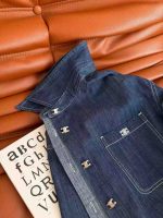 Celine Triomphe Embroidered Dark Wash Denim Overshirt
