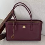 Chanel 26S Calfskin Cerf Small Shooping Tote In Burgundy
