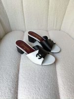 Chanel CC Two Tone Leather Slide Sandals Black & White