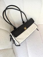 Chanel Small Urban Essential East-West Tote Bag Black Calfskin & White Bouclé Tweed