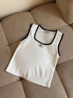 Chanel Black Contrast Tank Top CC Logo White