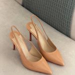 Christian Louboutin Miss Z 60 Glossy Beige Patent Leather Slingback Pumps