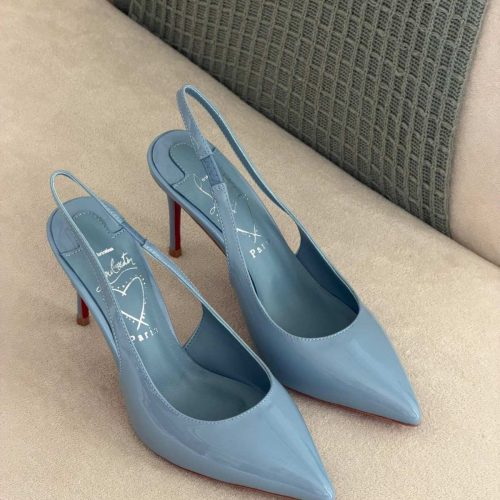 Christian Louboutin Miss Z 60 Glossy Ceruleo Blue Patent Leather Slingback Pumps