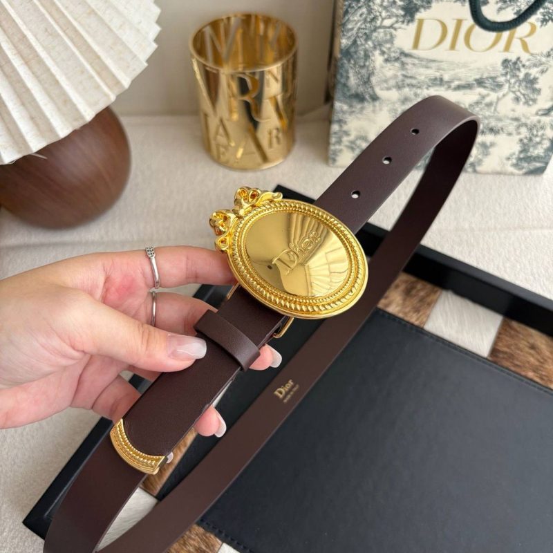 Dior Medaillon Belt Smooth Calfskin Leather chocolate colour