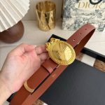 Dior Medaillon Belt Smooth Calfskin Leather Brown colour