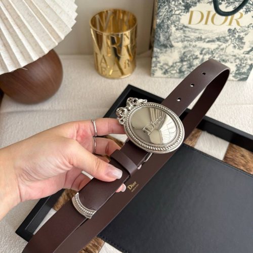Dior Medaillon Belt Smooth Calfskin Leather chocolate colour
