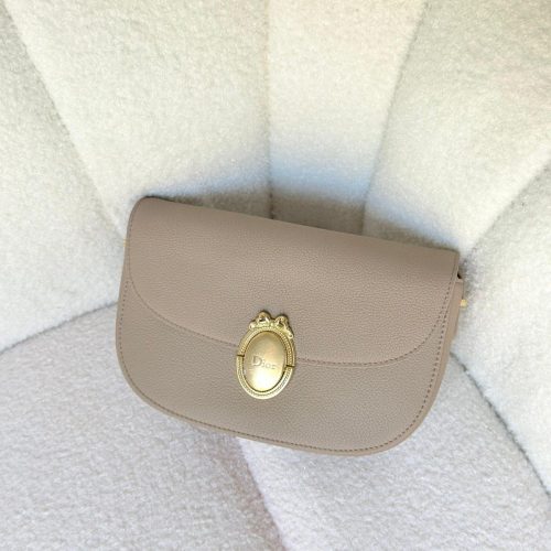 Dior Medium Beige Medaillon Flap Bag Grained Calfskin