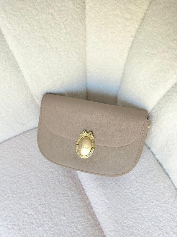 Dior Medium Beige Medaillon Flap Bag Grained Calfskin