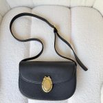 Dior Medium Black Medaillon Flap Bag Grained Calfskin