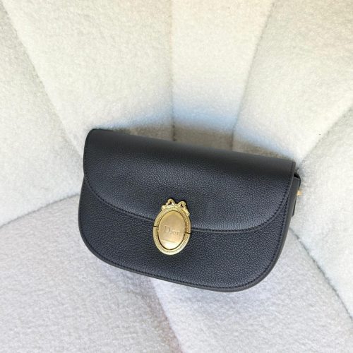 Dior Medium Black Medaillon Flap Bag Grained Calfskin (2)