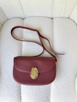 Dior Medium Burgundy Medaillon Flap Bag Grained Calfskin