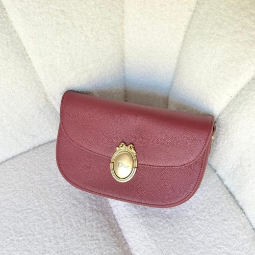 Dior Medium Burgundy Medaillon Flap Bag Grained Calfskin (2)