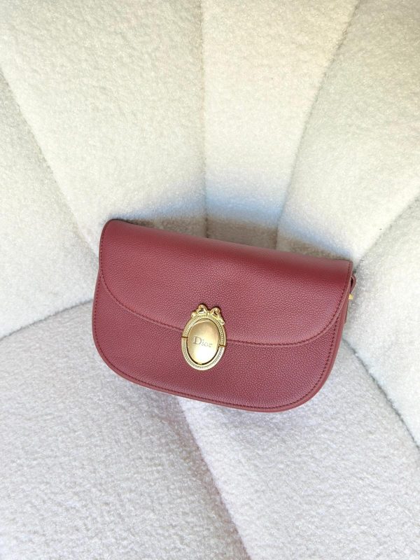 Dior Medium Burgundy Medaillon Flap Bag Grained Calfskin (2)