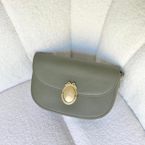 Dior Medium Khaki Medaillon Flap Bag Grained Calfskin