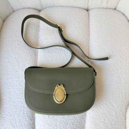 Dior Medium Khaki Medaillon Flap Bag Grained Calfskin