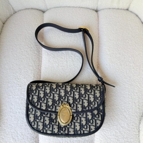 Dior Medium Oblique Jacquard Medaillon Flap Bag Grained Calfskin